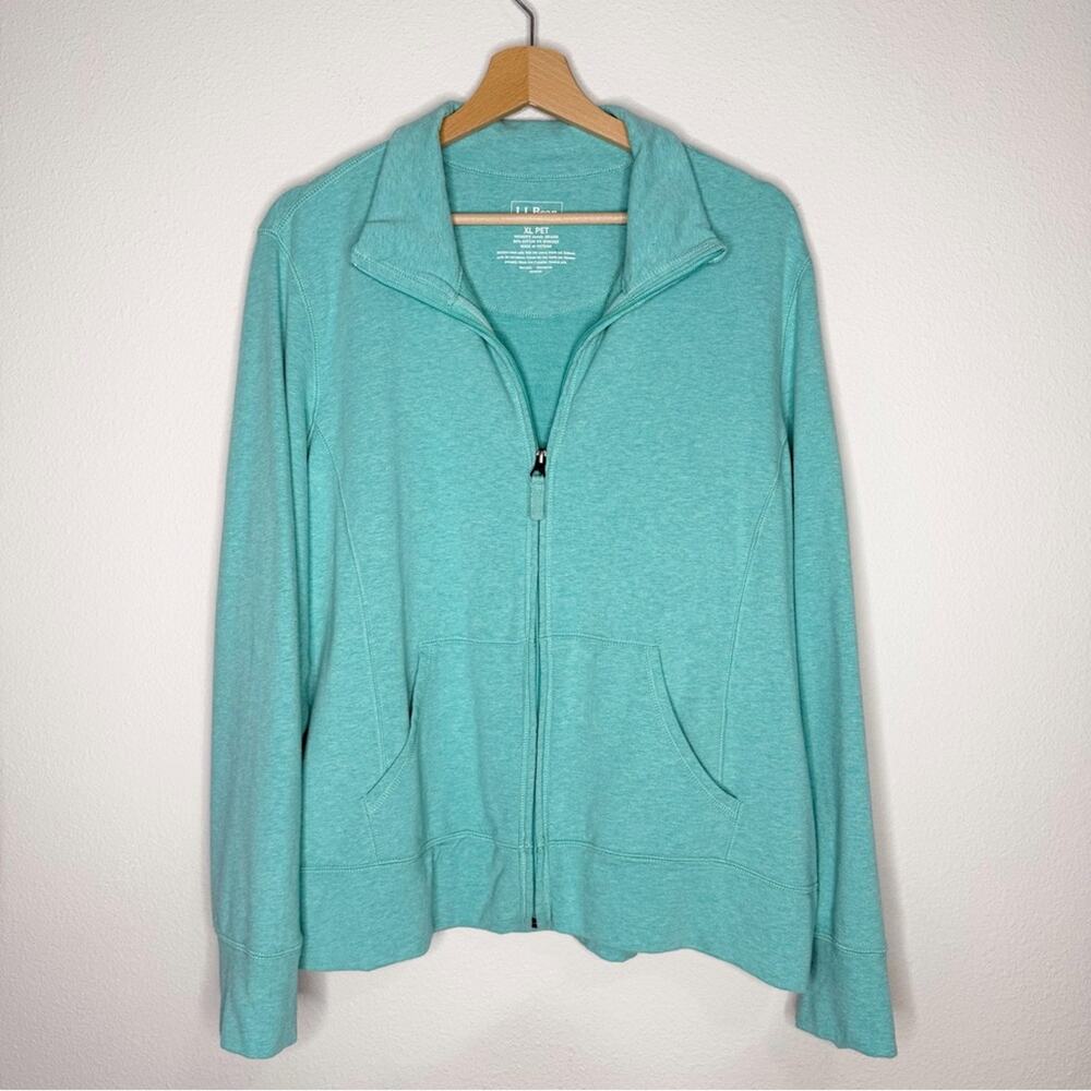 L.L. Bean Full Zip Up Soft Fleece Jacket in Light Aqua Size XL